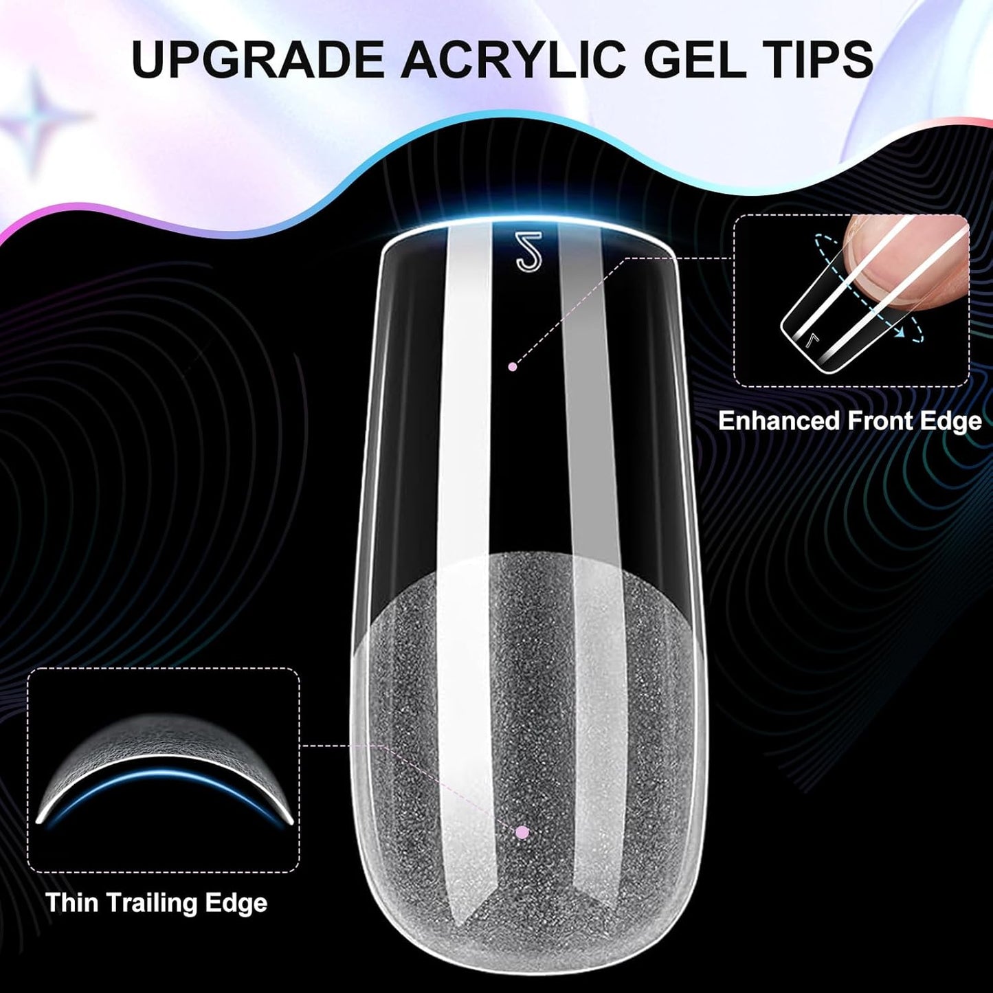 Square Nail Tips Medium Square Gel Nail Tips 240Pcs Pre-Etched Soft Acrylic Nails Tips Half Matte Full Cover False Nail No C Curve for Nail Extension French Nails Manicure Home DIY Salon 12 Sizes Tips-BrightBean Baby