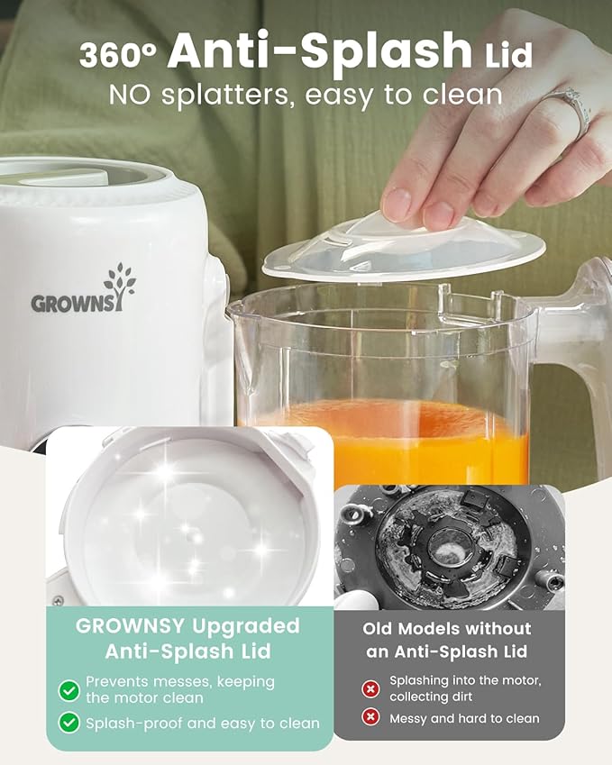 GROWNSY Baby Food Maker with Steam Basket, One Step Baby Food Processor Steamer Puree Blender Grinder Mills Machine, Auto Cooking Grinding and Sterili-zing for Healthy Homemade Baby Food, BPA-Free