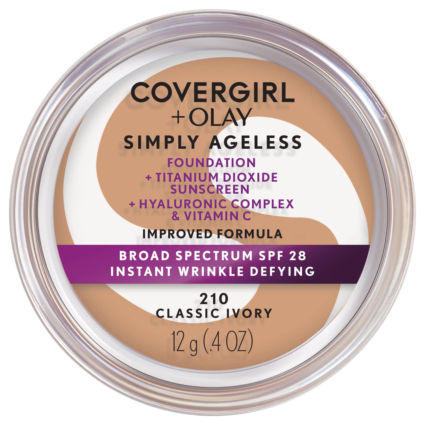 COVERGIRL+OLAY Simply Ageless Instant Wrinkle-Defying Foundation 210 Classic Ivory 0.44 Fl Oz & Simply Ageless 3-in-1 Liquid Foundation Classic Ivory-BrightBean Baby