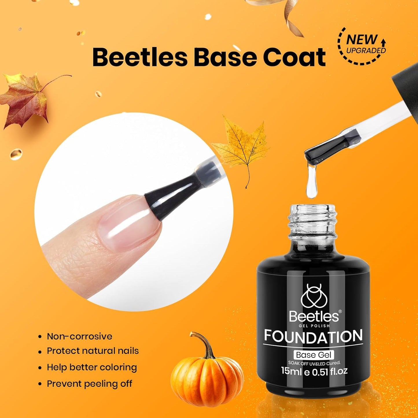 Beetles Top Coat Base Gel & Nail Glue Set-3Pcs No Wipe Top Coat Gel Nail Polish & Base Coat with 9 In 1 Nail Glue Shine Effect Long Lasting Soak Off Uv Light Lamp Diy Gift for Women & Girls-BrightBean Baby