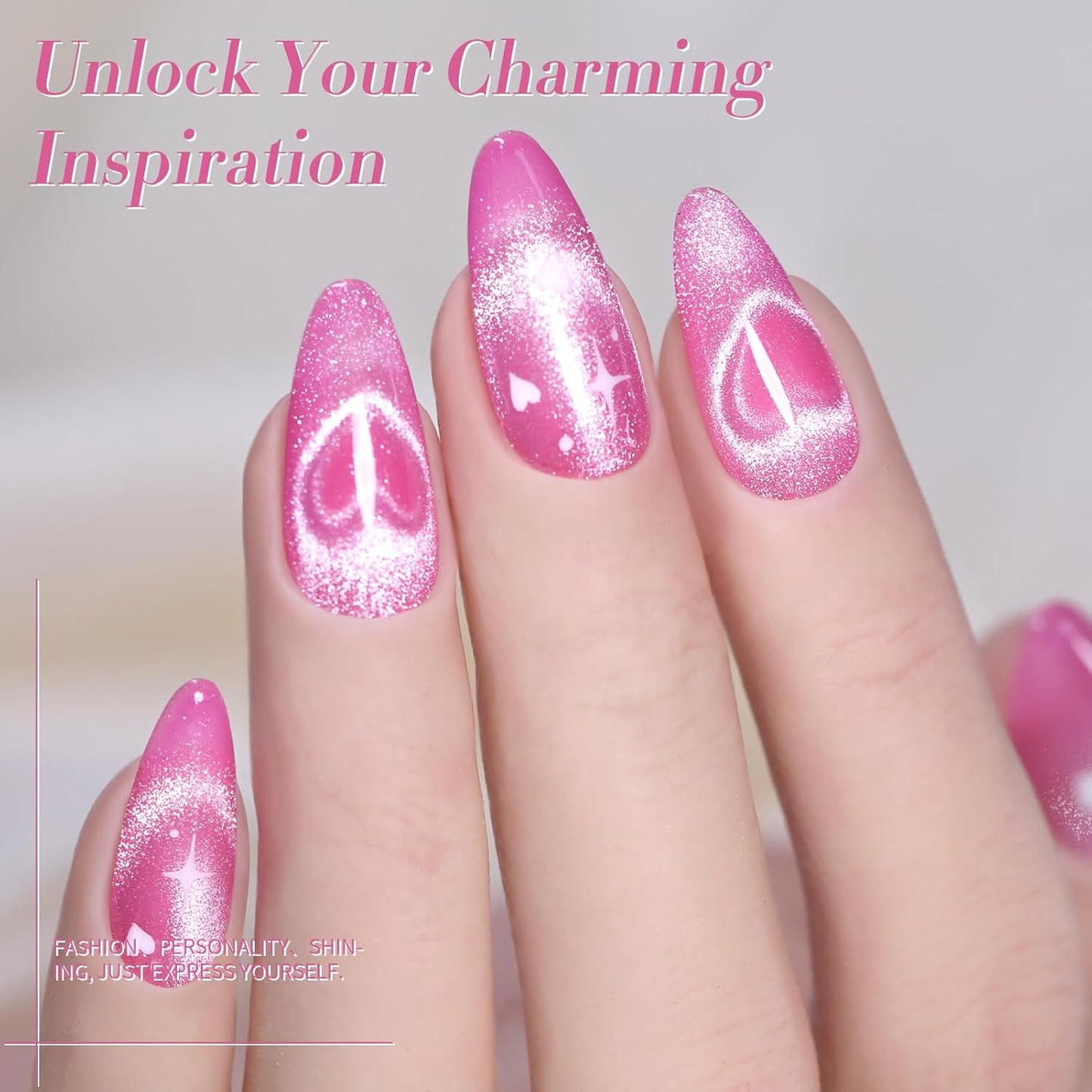 Born Pretty Cat Magnetic Eye Gel Nail Polish,Pink Glitter Cat Magnetic Gel Nail Polish Love Letter Magnetic Nail Polish for Nail Art Manicure Salon DIY at Home 15ML-BrightBean Baby