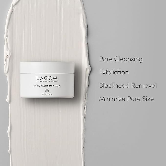 LAGOM White Kaolin Mud Mask for Blackhead Care, Purifying Pore, Dermatologically Tested, for Makeup Boosting 3.3 Fl Oz-BrightBean Baby