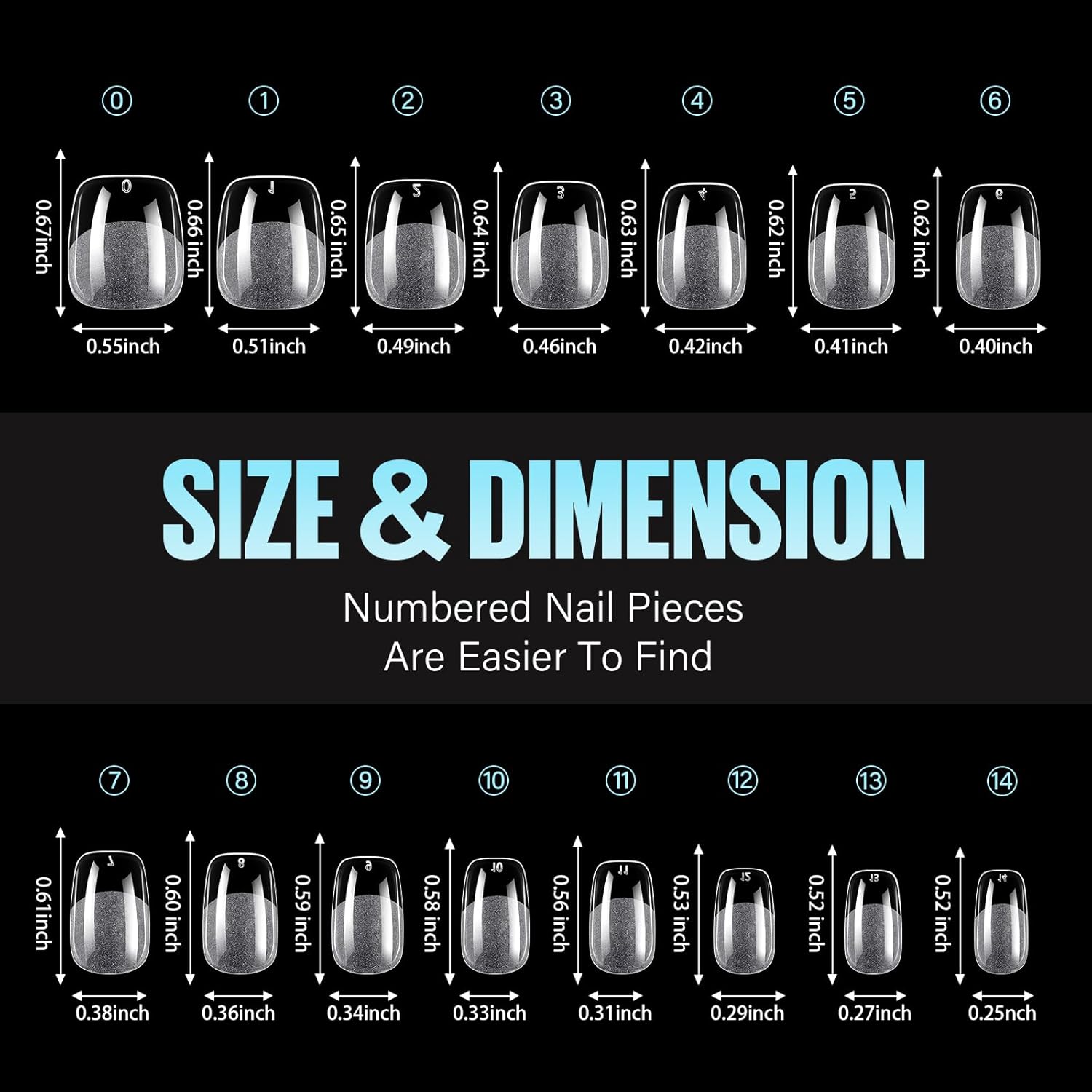 TOMICCA Extra Short Square Nail Tips,Fake Nails Half Matte Acrylic Gel Nail Tips 240Pcs Full Cover False Nails 12 Sizes for Nail Extension Home DIY Salon-BrightBean Baby