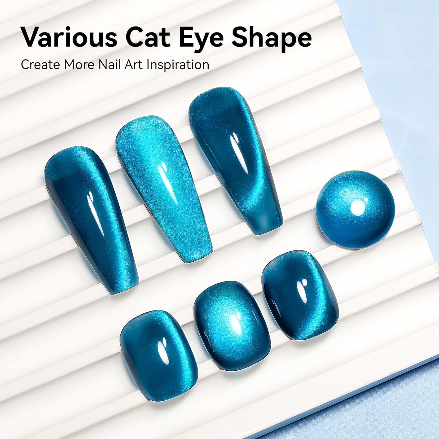 Cat Eye Gel Nail Polish, Sea Blue Jelly Glass Magnetic Nail Polish Magic Holographic Effect, Glitter UV Gel Sparkle Crystal Color for Nail Salon DIY At Home-BrightBean Baby