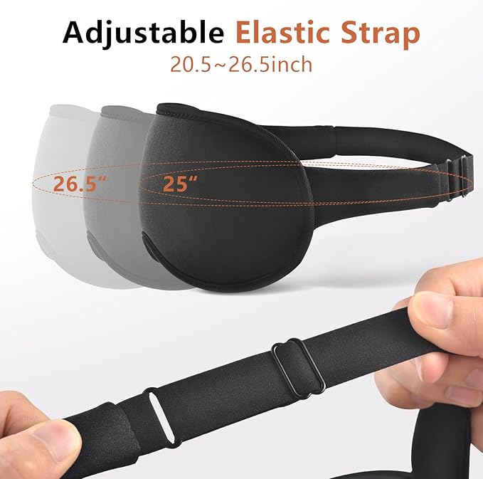 Sleep Mask for Side Sleeper Women Men, Eye Mask for Sleeping Light Blocking, 3D Contoured Cup Sleeping Mask, Soft Breathable Sleep Eye Mask with Adjustable Elastic Strap for Travel (Black)-BrightBean Baby