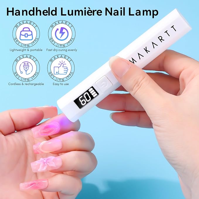 Makartt UV Light for Gel Nails: Handheld Mini Flash Cure Lamp Portable Lumière Nail Dryer for Curing Gel Polish Nail Glue Rechargeable USB Nail Light with LCD 2 Timer for Fast Drying Home Salon Use-BrightBean Baby