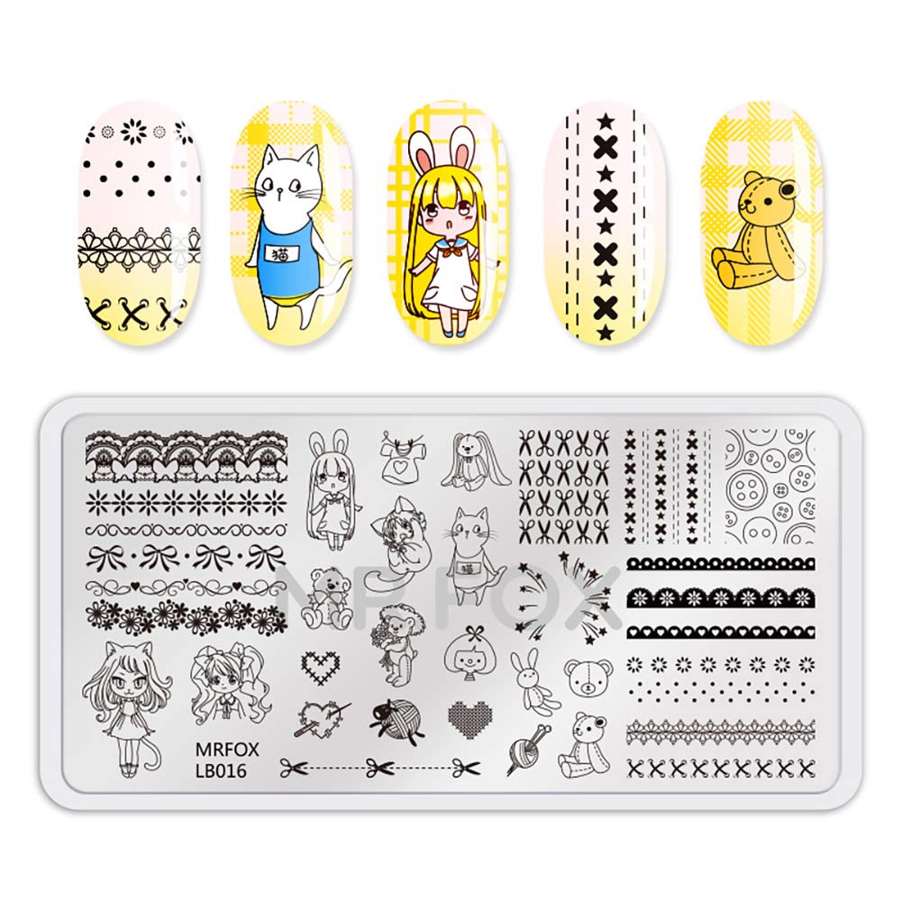 Mr. Fox Nailed Board Set Feather Fox Rabbit Easter Tropical Beach Fruit Bear Cartoon Art DIY Hot Print Template-BrightBean Baby