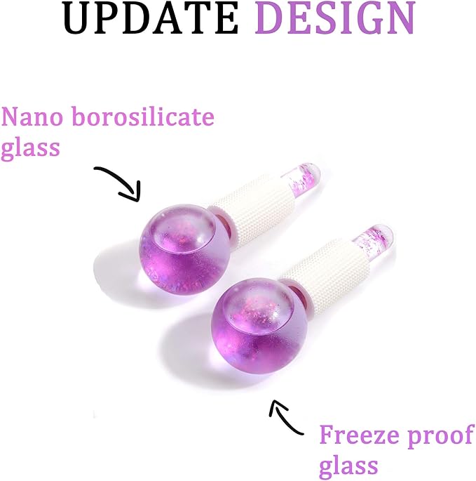 ICE Beauty Balls for Facial, 2PCS Purple Facial Roller for Cold Facial Massage Face Roller Balls with Anti-Freeze Liquid to Reduce Puffiness, Pores, Wrinkles…-BrightBean Baby