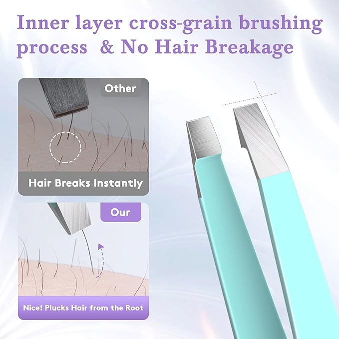 Tweezers for Women Facial Hair,Stocking Stuffers 4 Pack Tweezers for Eyebrows,Tweezer Set for Ingrown Hair, Plucking Daily Beauty Tool with Leather Travel Case for Gifts-BrightBean Baby