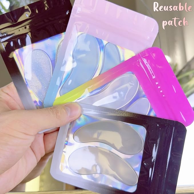 Under Eye Patches For Lash Lift Eyelash Extension Durable Gel Eye Pads Separate Upper & Lower Lashes Sticky Gel Eye Patch - Moon Shape Fit Eyelids Eyelash Mask Cover 4 Colors-BrightBean Baby