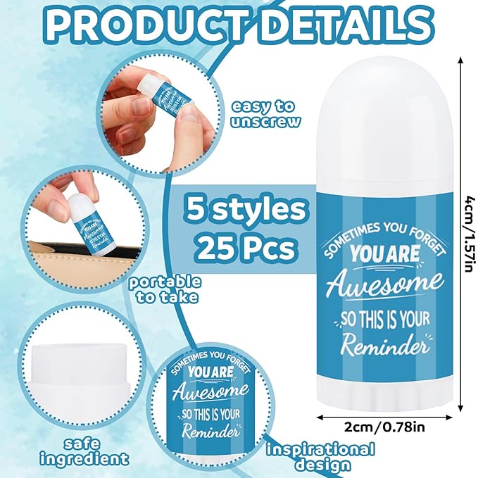 25 Pcs Thank You Gifts Mini Lip Balm Bulk Gifts for Coworkers Inspirational Appreciation Gifts Natural Ingredients Dry Chapped Lip Care Products for Employee Women Teacher, Assorted Flavors-BrightBean Baby