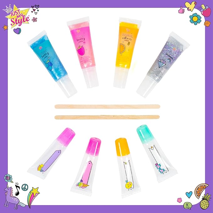 Just My Style Flavor Lab Lip Gloss by Horizon Group USA, DIY 4 Custom Lip Glosses By Mixing Colorful Flavors & Lip Shimmer. Flavors, Shimmer, Lip Gloss Tubes Mixing Stick & Instructions Included-BrightBean Baby