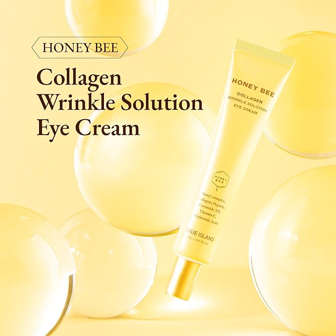 Honey Bee Collagen Fine Line Firming Eye Cream for Puffiness and Bags Under Eyes w/Vitamin C, 4 Peptides & Niacinamide | Bright and Tight Under Eye Cream for Dark Circles 1.01 fl oz-BrightBean Baby