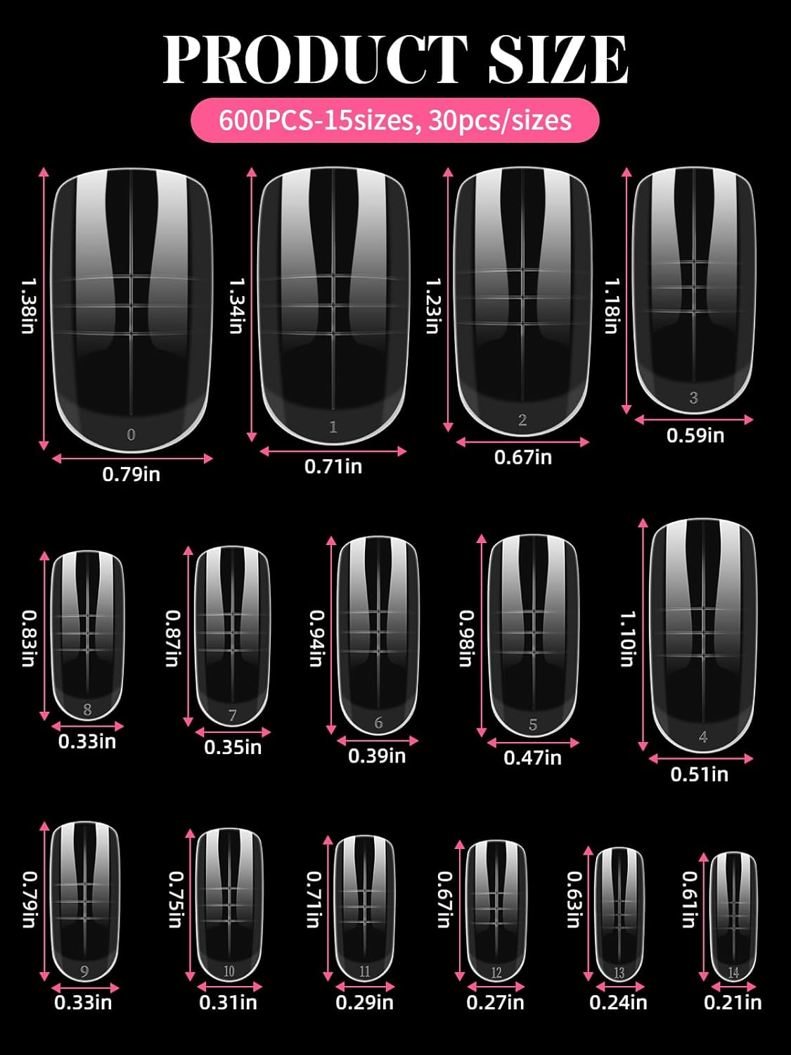 600 Pcs Toe Nail Dual Forms for Poly Extension Gel, EBANKU Toenail Extension Forms Reusable Full Cover Molds for French Tip Acrylic Toenails Pedicure for Salon & DIY at Home 15 Sizes-BrightBean Baby