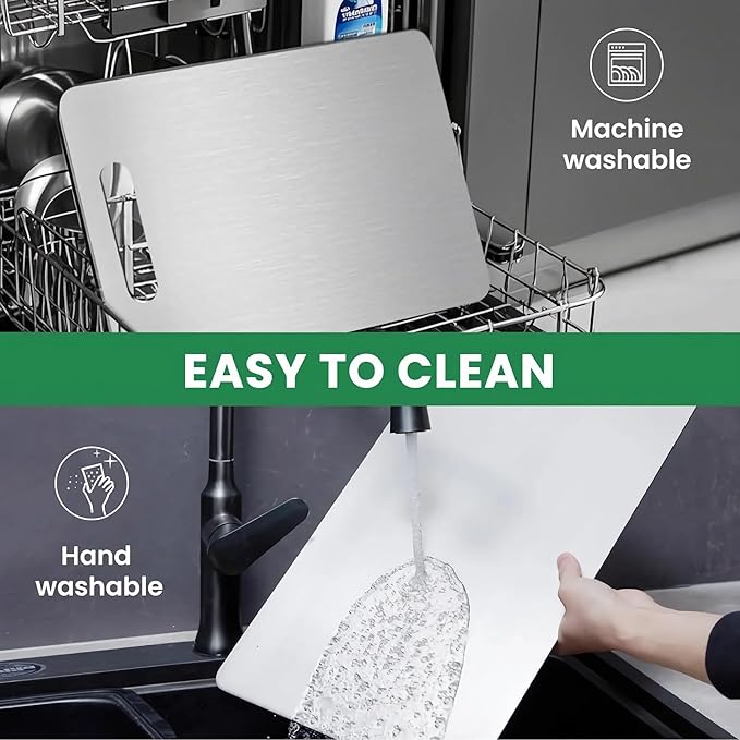 Titanium Cutting Board, New Upgrade Pure Titanium Cutting Boards for Kitchen, Double Sided Non Toxic Katuchef titanium Cutting Board, Hygiene Durable Dishwasher Safe Chopping Board (11.4IN*7.9IN)