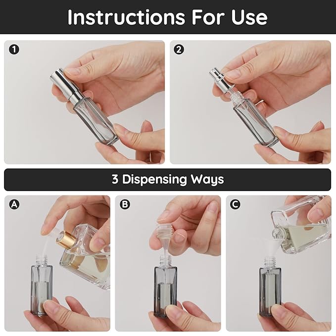 Segbeauty Travel Perfume Bottle Refillable, Empty Mini Portable Perfume Atomizer with Funnel, 5 Set of 10ML Glass Spray Bottle Fine Mist Leak-proof Sprayer Travel Sample Bottles for Cologne Fragrance-BrightBean Baby