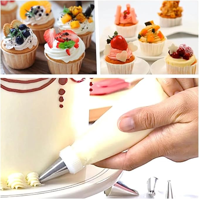 22 inch Large Piping Bags, AMBESTAR 100 Pcs Big Tipless Clear Plastic Disposable Pastry Bags for Frosting Decorating Cake Cupcake Cookie, Pro Long Thick Pastry Bag Essential Baking Tools