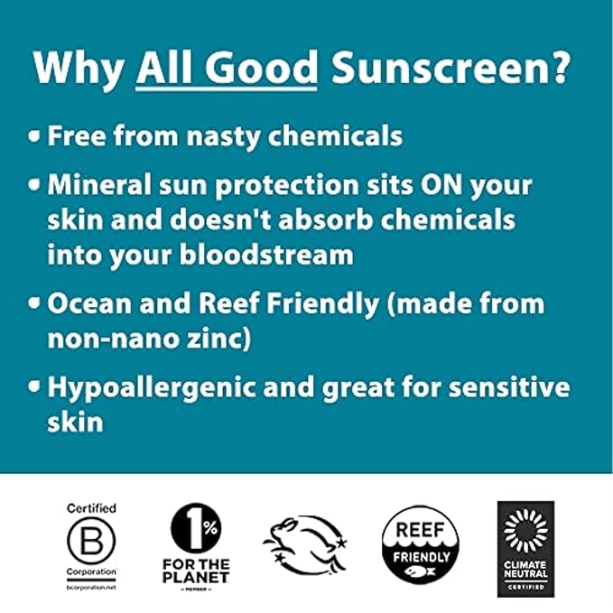 All Good Sunstick - Face Sunscreen, Water Resistant, UVA/UVB Broad Spectrum SPF 30+, Coral Reef Friendly - Beeswax, Zinc, Vitamin E, Shea Butter (Unscented)-BrightBean Baby