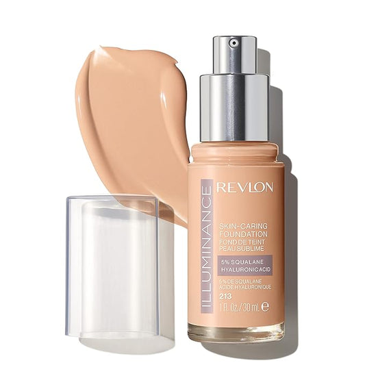 Revlon Illuminance Skin-Caring Liquid Foundation, Hyaluronic Acid, Hydrating and Nourishing Formula with Medium Coverage, 213 Light Natural (Pack of 1)-BrightBean Baby