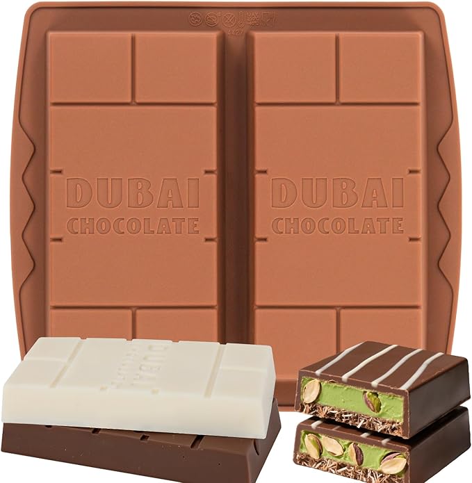 1 Inch Chocolate Bar Mold Deep Dubai Stuffed Chocolate Molds Silicone Large Break Apart Candy Molds (1 Pc)