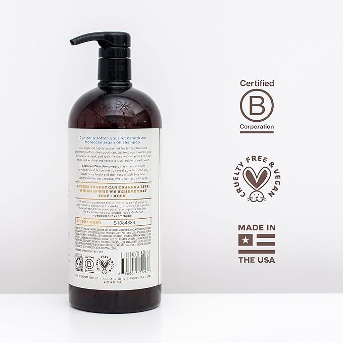 Soapbox Argan Oil Shampoo, Harsh Sulfate Free, Paraben & Silicone Free, Color Safe, and Vegan Hair Shampoo | Control & Soften Shampoo (33.8 Ounces)-BrightBean Baby