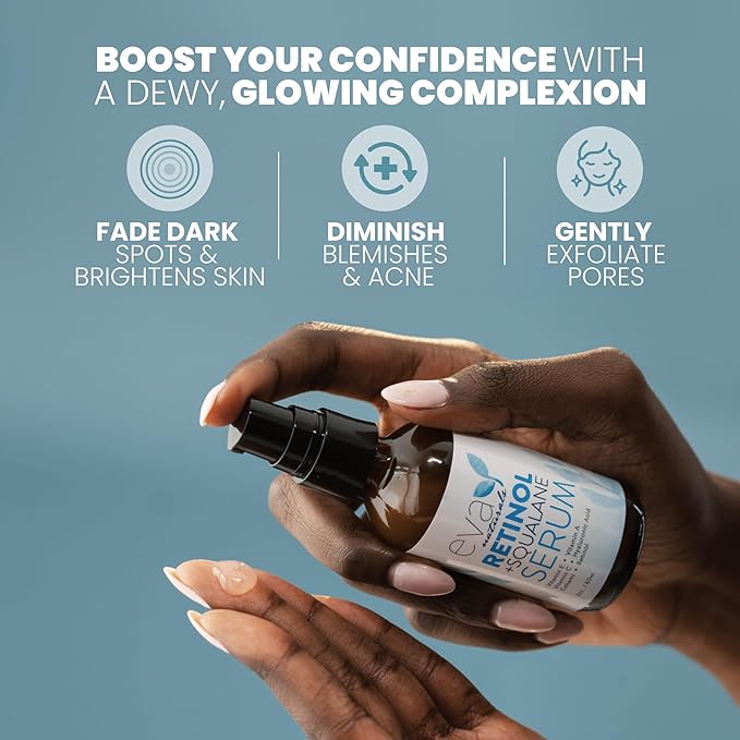Eva Naturals Retinol + Squalane Serum – Anti Aging Face Serum for Wrinkles, Collagen Boost, Eye & Night Use – Retinoid Skin Care for Acne, Pores, Dark Spots & Sensitive Skin-BrightBean Baby