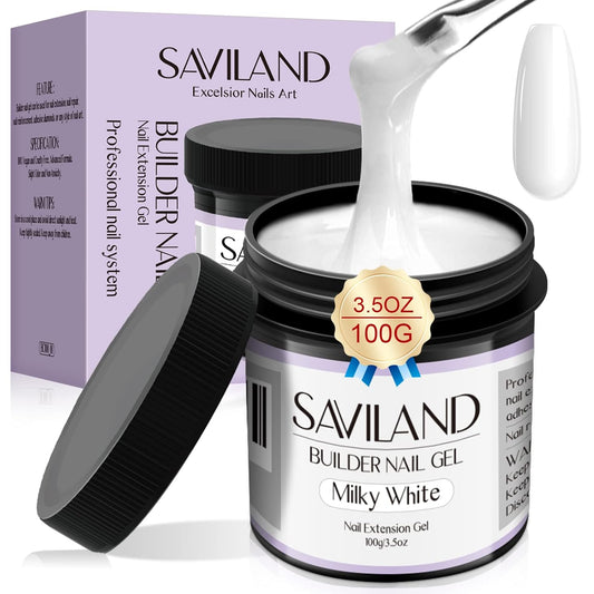 SAVILAND LED & U V Builder Nail Gel - 3.53 oz White Nail Extension for Professional Salon Gel Builder for Nails Hard Gel for DIY Nail Art Supplies Manicure Set, Gift for Women Ladies Girls-BrightBean Baby