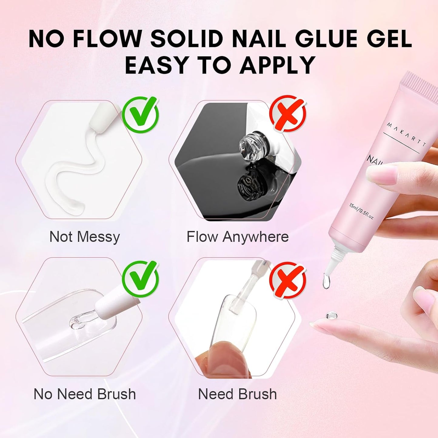 Makartt Gel Nail Glue: Solid Nail Glue for Press On Nails, 15ML 3D Gel UV Lamp Needed, Multifunctional Nails Tools Strong Adhesive Rhinestone Glues Gels for Charms & Gems, Ideal for DIY Home Salon Use-BrightBean Baby
