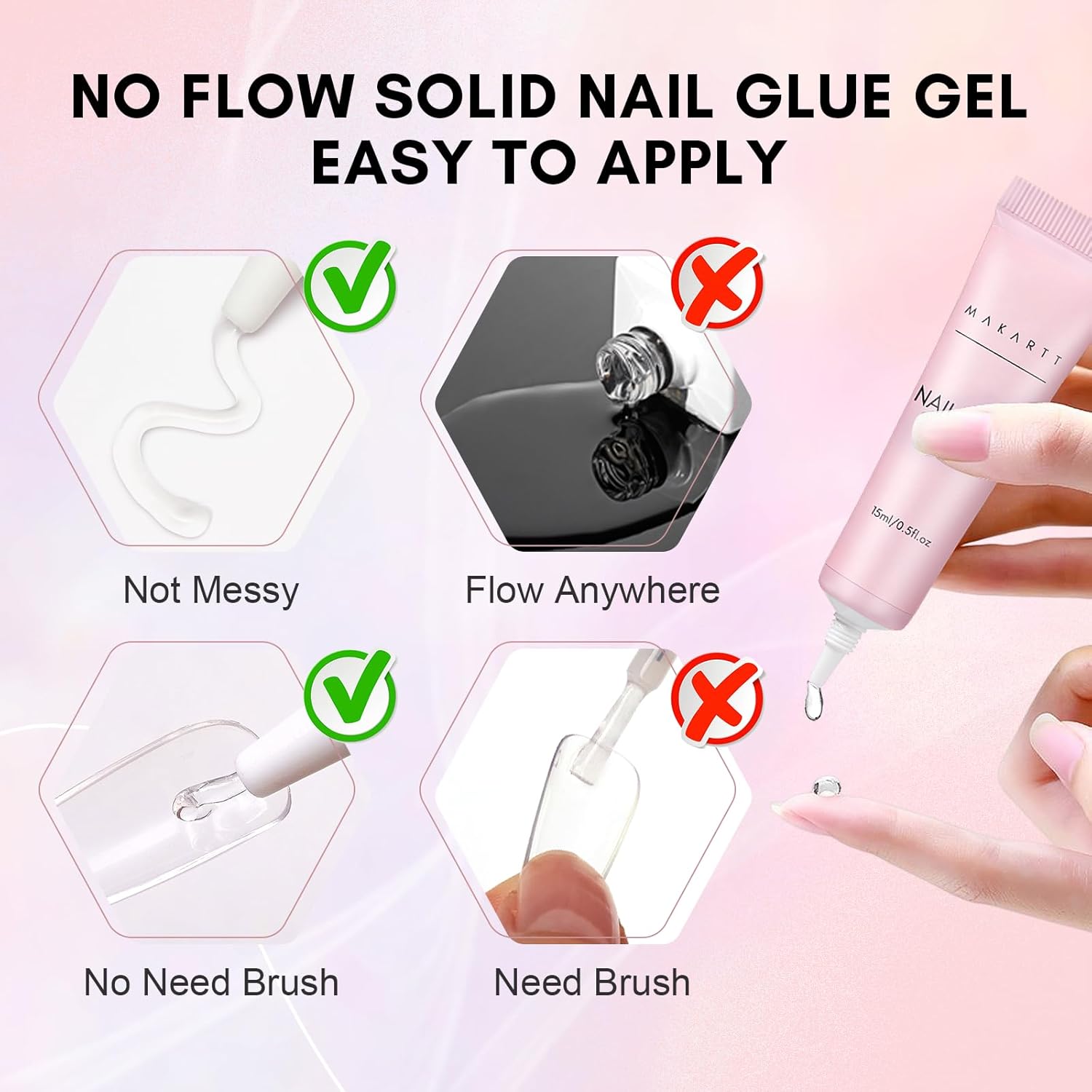 Makartt Gel Nail Glue: Solid Nail Glue for Press On Nails, 15ML 3D Gel UV Lamp Needed, Multifunctional Nails Tools Strong Adhesive Rhinestone Glues Gels for Charms & Gems, Ideal for DIY Home Salon Use-BrightBean Baby