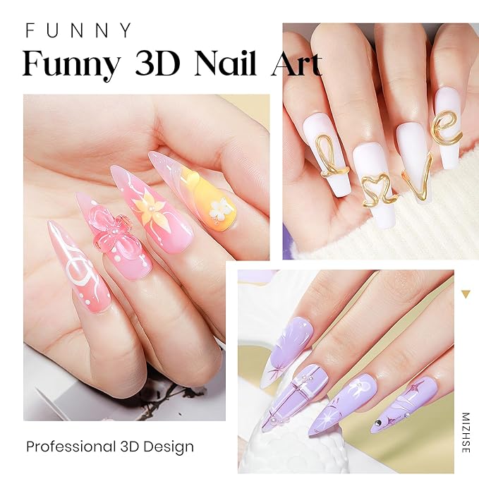 MIZHSE Solid Builder Gel for Nails, Clear Non-Sticky Sculpting Gel, 3D Nail Art Carving Building Modeling Hard Nail Extension Soak Off UV/LED Nail Art Salon Home DIY 15g-BrightBean Baby