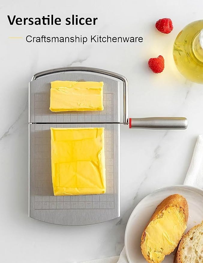 Cheese Slicer Stainless Steel Cheese Slicer with Measurement Scale - for Ham, Butter & Cheese Division