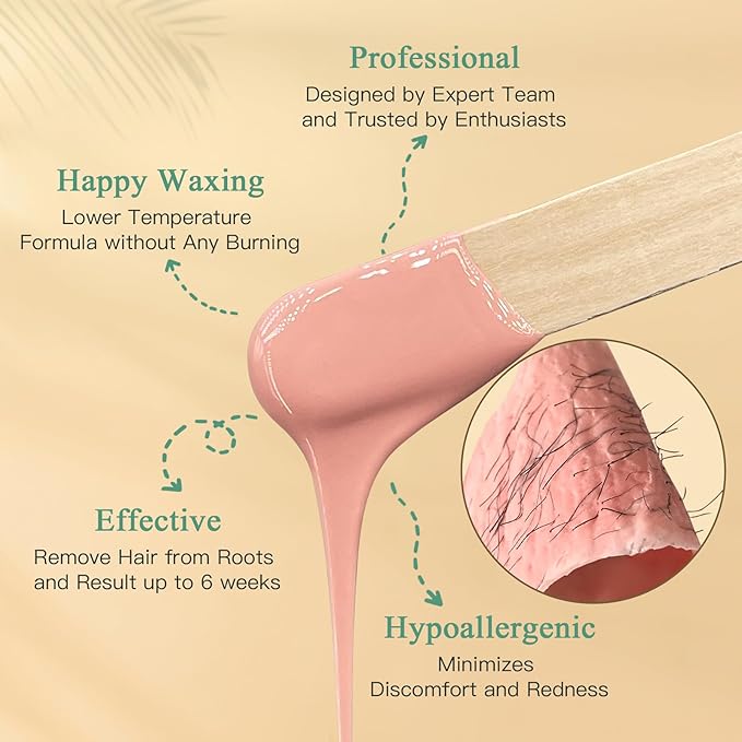 Wax Beads for Hair Removal – 6 Packs, 21oz – Gentle, Effective Hard Waxing Beads for Smooth Skin Bikini, Eyebrow, Face, Legs, Full Body Waxing-BrightBean Baby