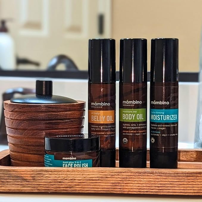 Second Trimester Set – All Natural Skincare Pregancy Gift Box – Anti-stretch mark Belly Oil, Moisturizing Body Oil, Face Polish, Face Moisturizer - Mambino Organics-BrightBean Baby