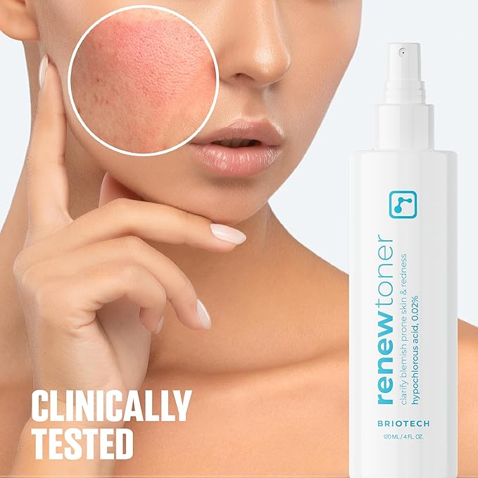 BRIOTECH Skin Renew Toner, Hypochlorous Acid Spray Topical Skin Spray for Face and Skin, Minimize Appearance of Blemishes, Soothing Mist for Redness & Bumps, 4 fl oz ea, 4 ct-BrightBean Baby