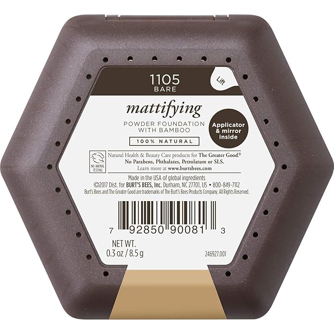 Burt’s Bees 100% Natural Mattifying Powder Foundation, Bare - 0.3 Ounce-BrightBean Baby