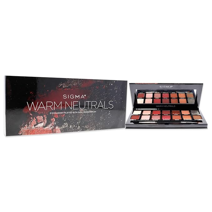 Sigma Beauty Warm Neutrals Eyeshadow Palette - 14 Warm Eyeshadow Shades in Matte, Shimmer and Metalic Finishes - Highly Pigmented Vegan Eye Makeup Palette - Clean Beauty Products-BrightBean Baby