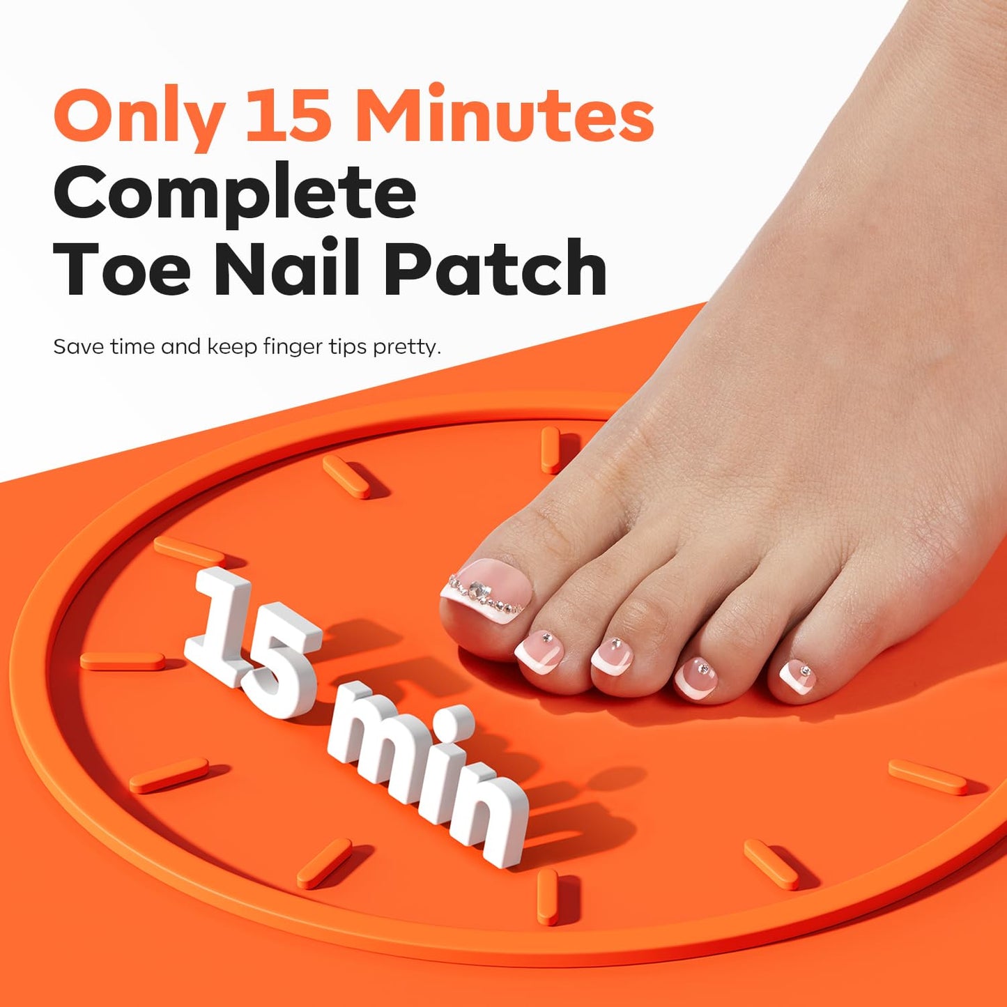 Modelones Toe Nail Tips Short Square Soft Gel Tips Squoval Fake Toe Nails Matte Full Cover Pre-shape Extension Home DIY Salon 240Pcs 15Sizes-BrightBean Baby