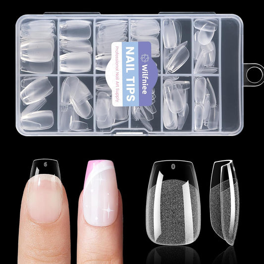 Short Coffin Nail Tips: 240PCS Pre-shaped Clear Gel Nail Tips Coffin Short, 12Sizes Acrylic Full Cover Fake Press on Nails for Nail Extension DIY Salon-BrightBean Baby