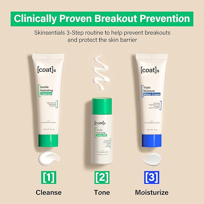 Coats Skinsentials Starter Bundle – Travel-Size Cleanser 1 oz, Toner 1 oz & Moisturizer 1 oz – 3-Step Regimen Prevents Breakouts and Protects Skin Barrier with Ceramides, For Women and Men-BrightBean Baby