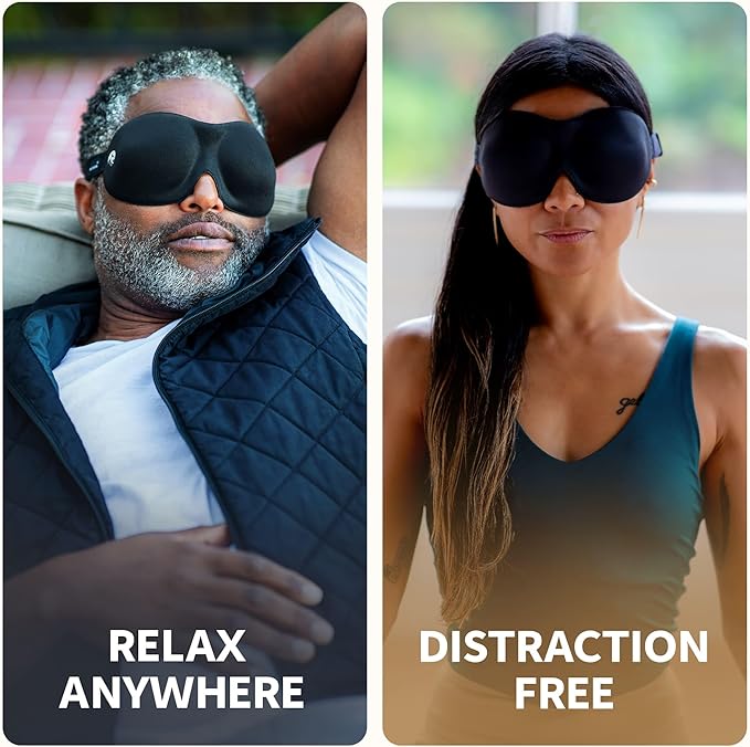 Nidra Contoured Sleep Mask for Side Sleepers – Zero Pressure Fit, Light Blocking Eye Shade for Sleeping & Travel – Blue, Standard Size-BrightBean Baby