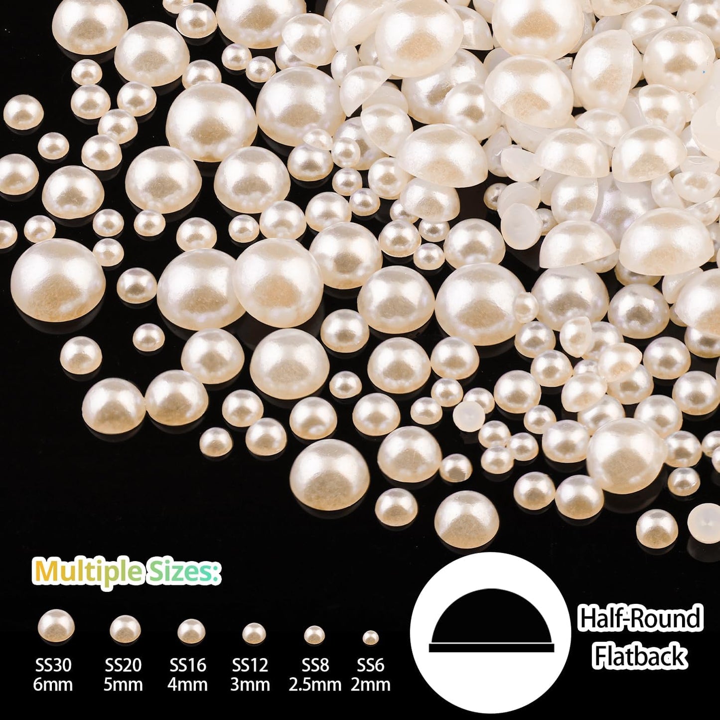 Rhinestone & Pearl Manicure Kit - Nail Rhinestone Glue Gel, Flatback Glass Crystal AB + Clear Gems, Beige Half Round Pearls, Gem Glue for Nails (UV/LED Needed) with Dotting Tools-BrightBean Baby