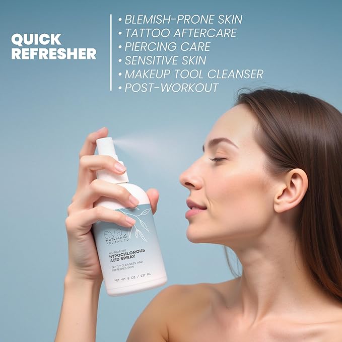 Hypochlorous Acid Spray for Face, Skin, and Body – 0.018% HOCl Facial Mist Toner, Hydrating Cleanser for Acne, Eczema, Rosacea, Eyelids, Pets, Workout, Baby, Back, Redness, Sensitive Care Spray-BrightBean Baby