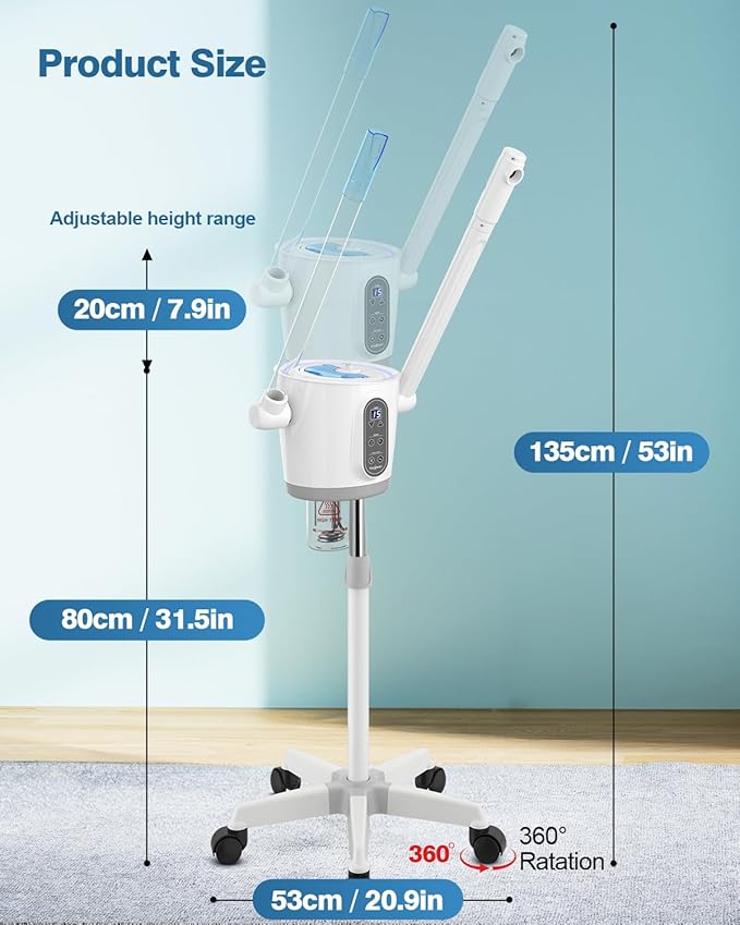 Kingsteam 2 in 1 Hot and Cold Facial Steamer, 30 Min Timer, Ionic Facial Steamer for Home, Esthetician, Professional Nano Water Mist with Large Water Volume for Beauty Salons - Ozone Facial Sprayer-BrightBean Baby