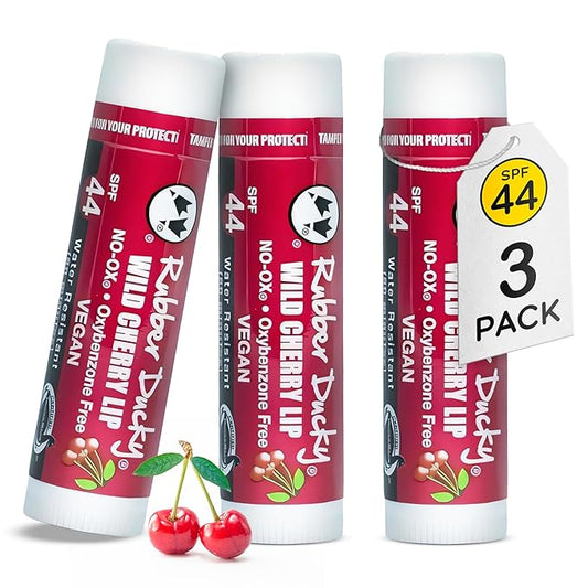 Rubber Ducky | Lip Sunscreen, Lip Balm with SPF 44, Water Resistant Sunscreen Lip Balm | Vegan, Untinted, Cherry Flavor, with Vitamin E | All Season - Broad Spectrum Sunscreen for Lips-BrightBean Baby