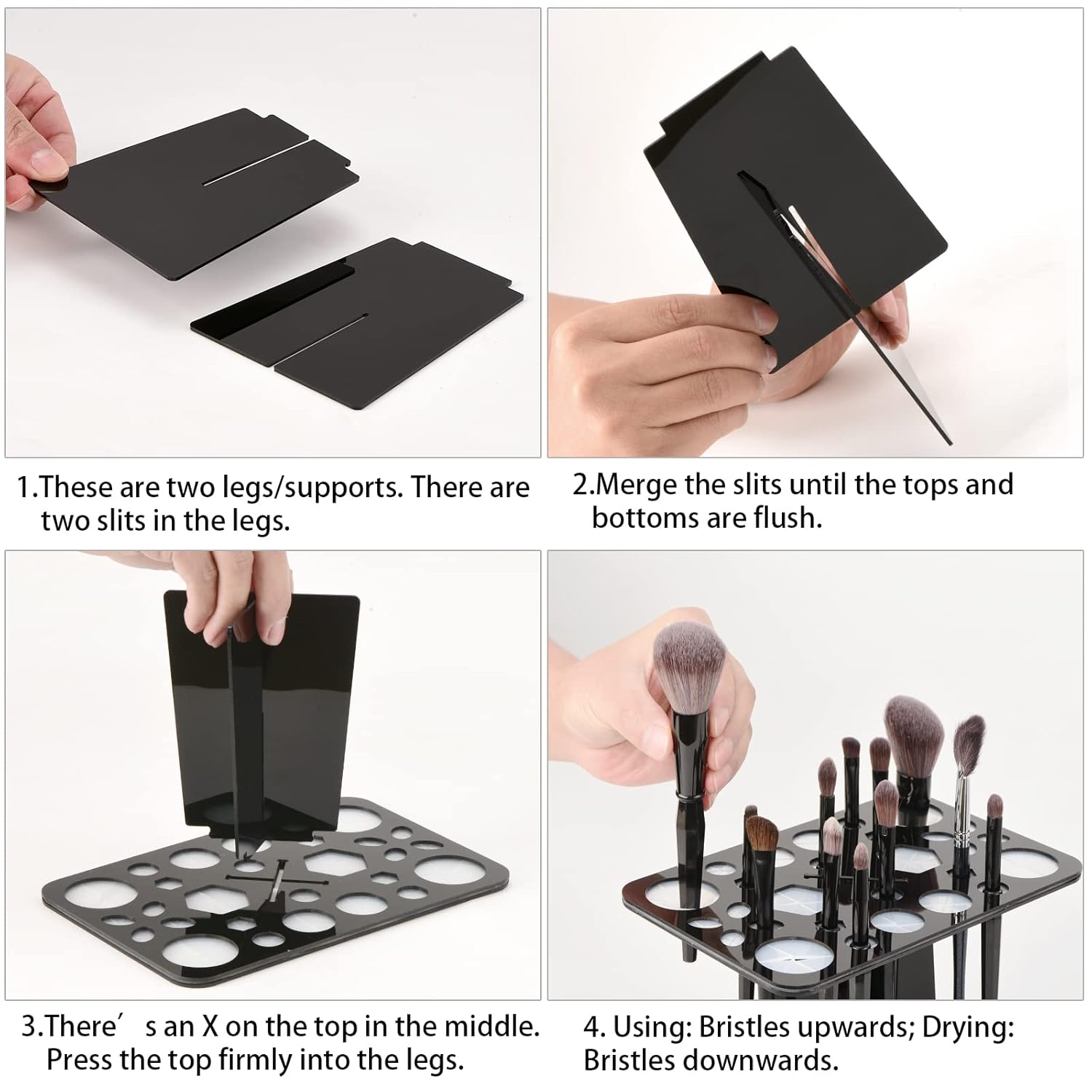 Acrylic Makeup Brushes Drying Rack, Brushes Dryer, Collapsible Holder Stand Tree Tray Support Display for Makeup Artist Nail Brushes Paintbrushes Makeup Lovers, 28 Slot, Black, Unisex-BrightBean Baby
