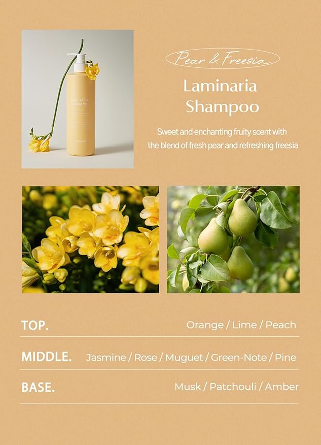 laferme Laminaria Shampoo with Organic Ingredient, Korean Clarifying Shampoo, Hydrating for Dry Hair, Strengthening for Weak Hair, Sulfate & Paraben-Free, for Women & Men,16.9 FL. OZ, Pear & Freesia-BrightBean Baby