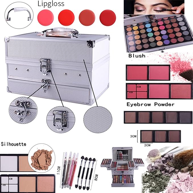 Professional 132 Colors All-in-one Makeup Palette Cosmetic Contouring Kit Combination with Eyeshadow, Cream Concealer, Eyebrow Powder, Lip Gloss Blusher and Pressed Powder-BrightBean Baby