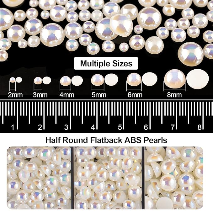 Flat Back Rhinestone+Half Round Pearl Kits Colorful Rhinestones+Beige AB Pearls With Picker Pencil And Tweezer For Home DIY And Professional Use-BrightBean Baby