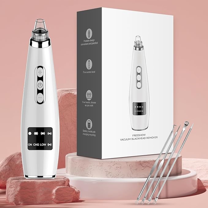 Blackhead Remover Pore Vacuum Upgraded Facial Pore Cleaner Electric Comedone Whitehead Extractor Tool-5 Suction Power,5 Probes,USB Rechargeable Blackhead Vacuum Kit for Women & Men-BrightBean Baby
