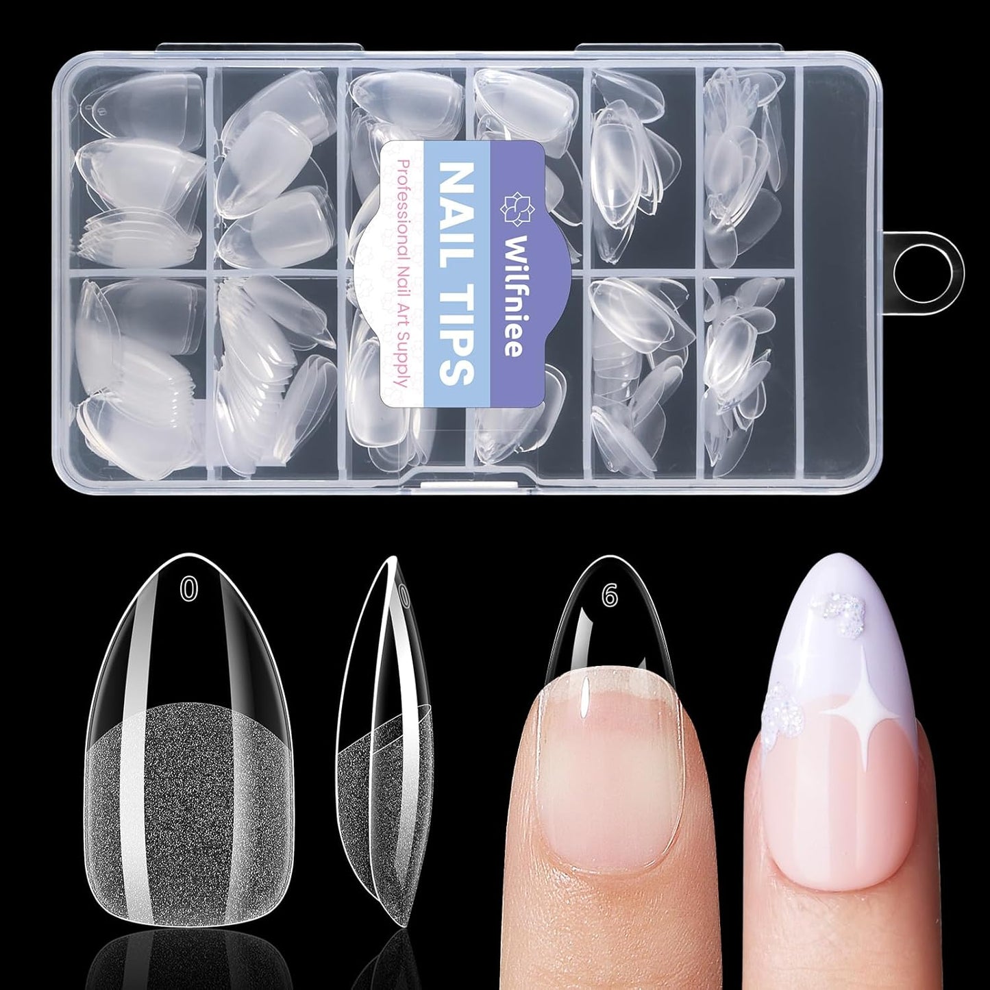 Medium Almond Nail Tips: 240PCS Soft Gel Clear Almond Pre-Shaped Nails Tips, 12 Sizes Full Cover Fake Press on Nails for Acrylic Nail Tip Home DIY Salon Nails-BrightBean Baby